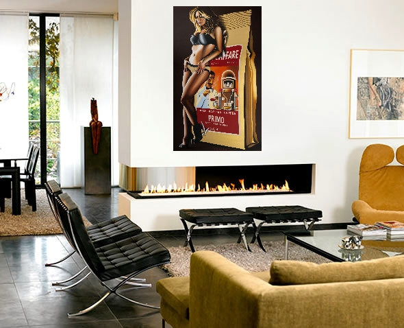 Canvas Print Coffee PinUp